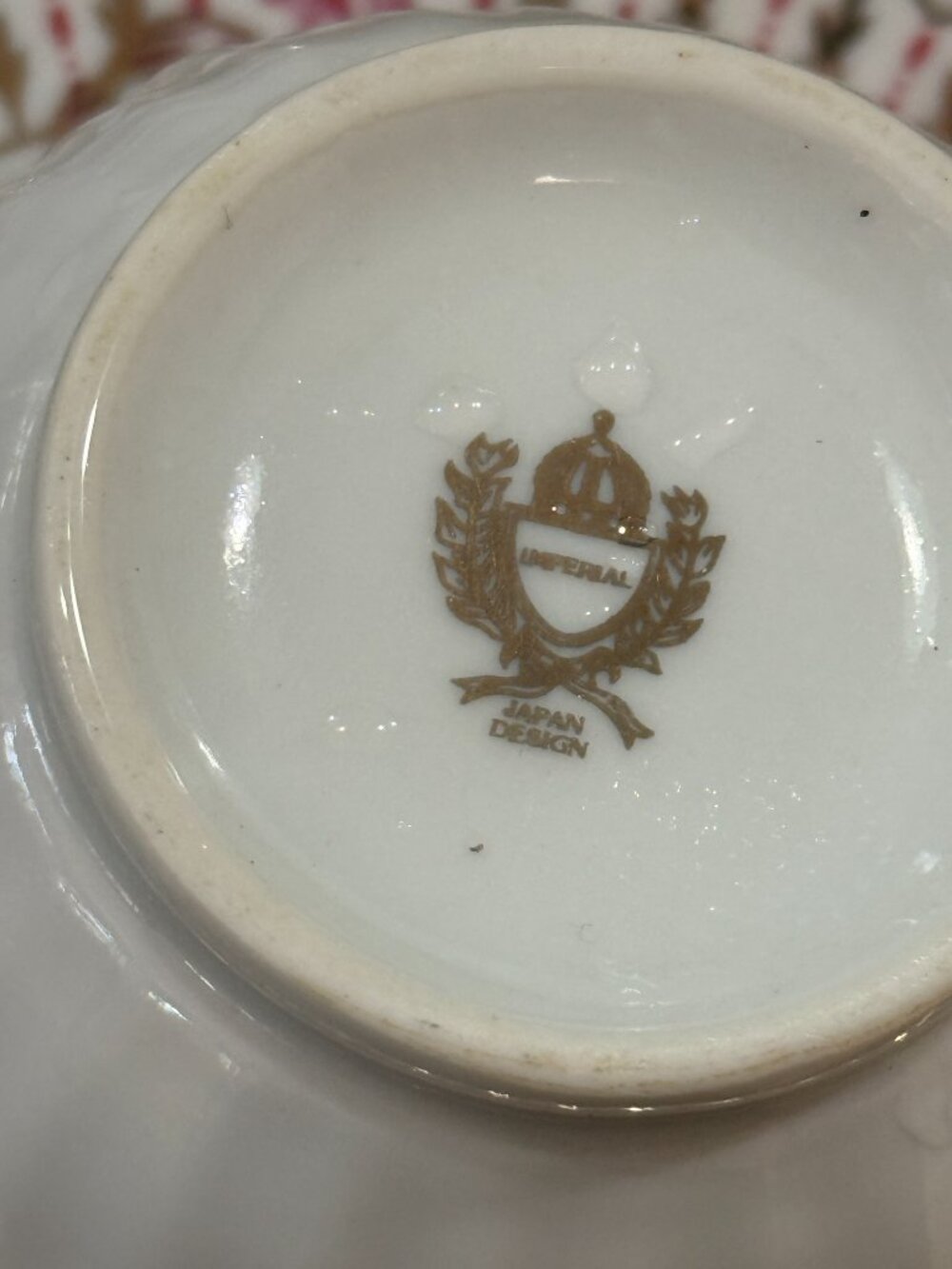 Vintage 1940s Imperial Porcelain Tea Set - 24K Gold Trim - Pink Floral Set of 6 - Picture 8 of 10